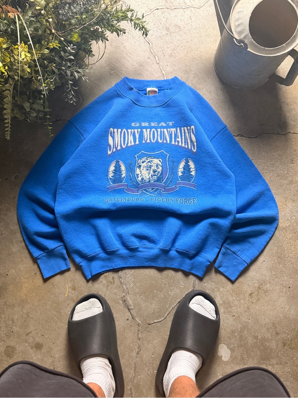 Fruit of the Loom Blue Smoky Mountains Graphic Crewneck Sweatshirt